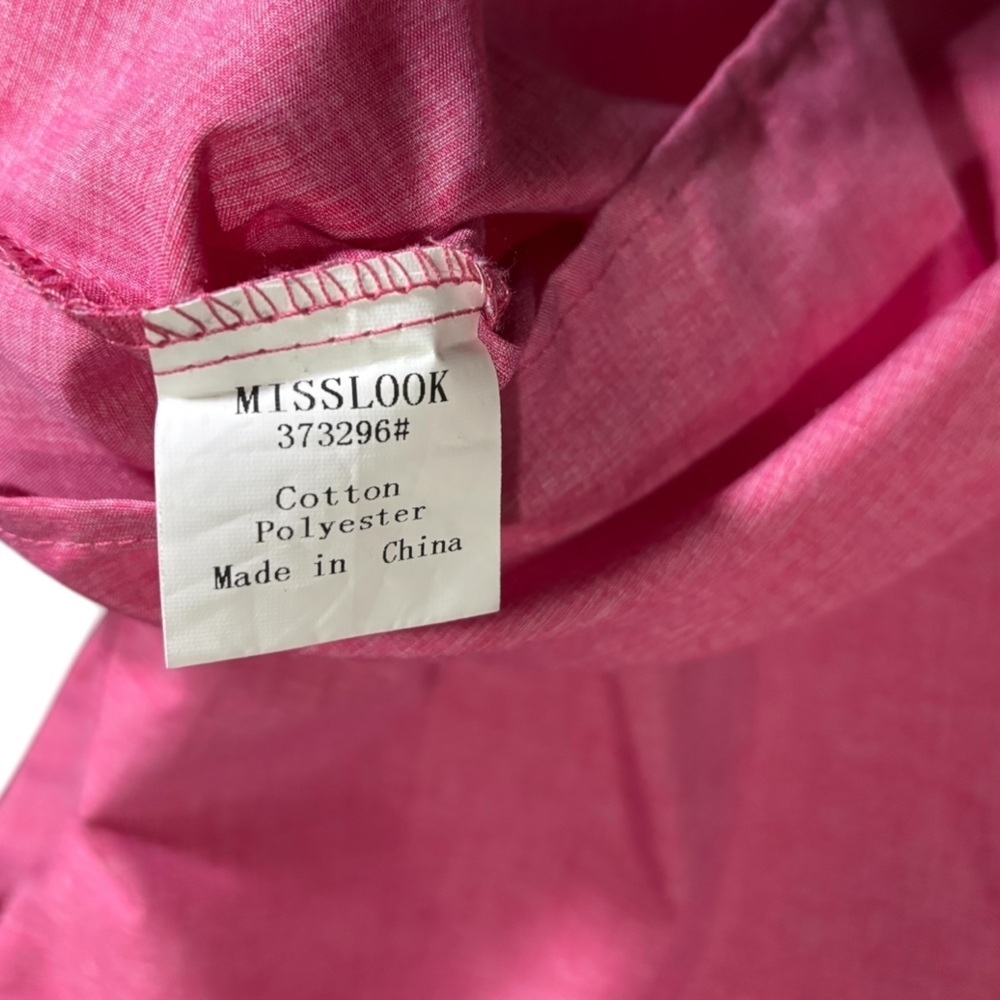 Pink Popover Tunic Top Large Cotton Blend Bell Sleeve Split Neck Boho Resort - Picture 11 of 15